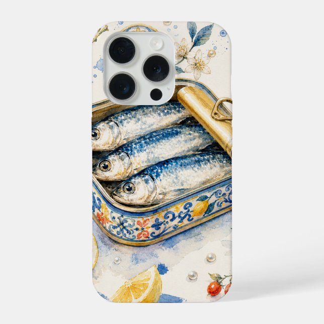 Sicilian Sardine Watercolor Art iPhone Case (Back)