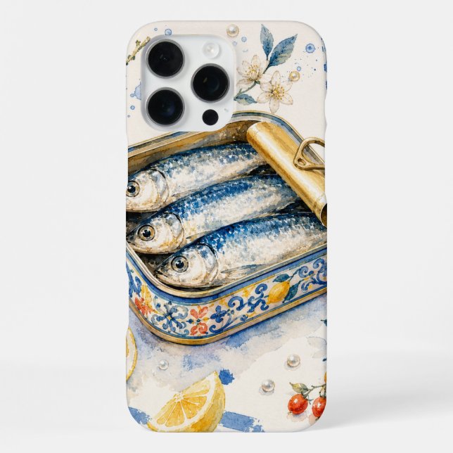 Sicilian Sardine Watercolor Art iPhone Case (Back)