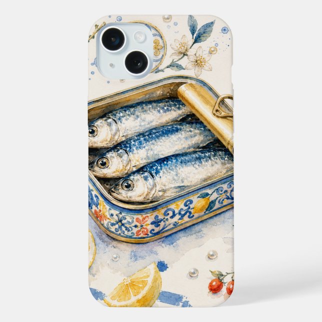 Sicilian Sardine Watercolor Art iPhone Case (Back)