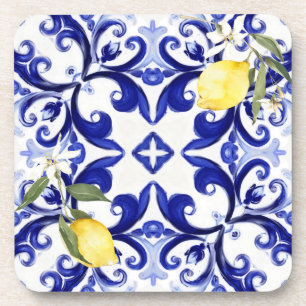 Sicilian style,lemons,majolica  coaster