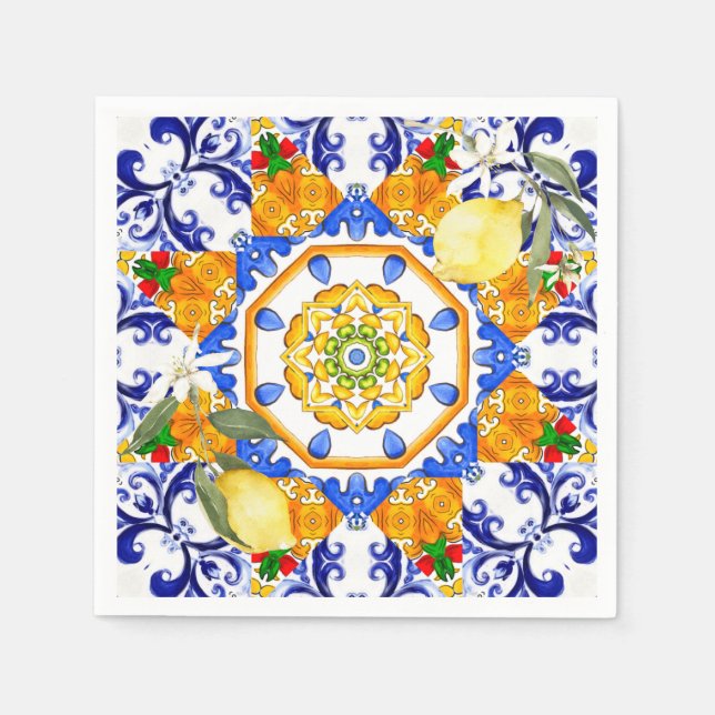 Sicilian style,lemons,majolica  napkin (Front)