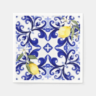 Sicilian style,lemons,majolica  napkin