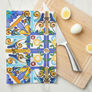 Sicilian style,majolica,lemons tea towel