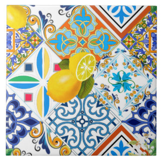 Sicilian style,majolica,lemons                tile
