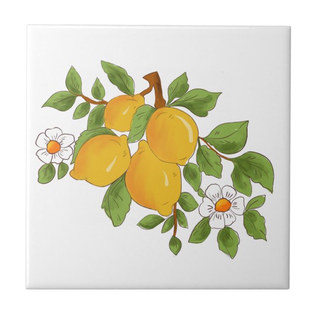 Sicilian style,majolica,lemons            tile (Front)