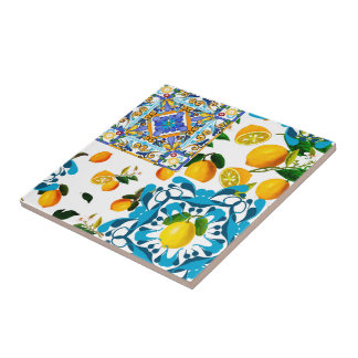 Sicilian style,majolica,lemons        tile