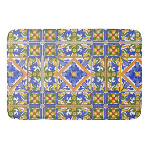 Sicilian style,majolica,summer,colourful pattern   bath mat