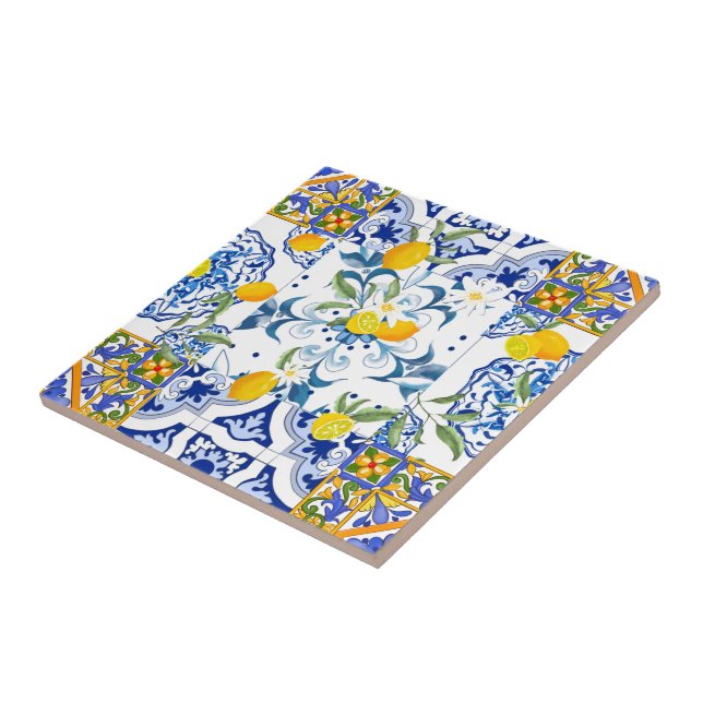Sicilian style,summer art Ceramic Tile (Side)
