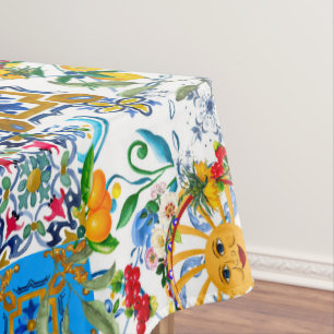 Sicilian style,summer art,lemons tablecloth
