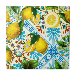  Sicilian style,summer art ,lemons   Tile