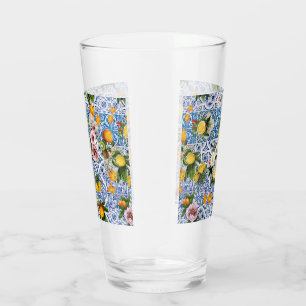 Sicilian style tiles with flowers and lemon glass