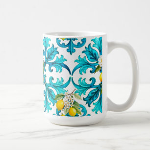 Sicilian,summer,lemon,mosaic,blue, Coffee Mug