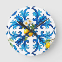 Sicilian,summer,lemon,mosaic,blue,scarf,