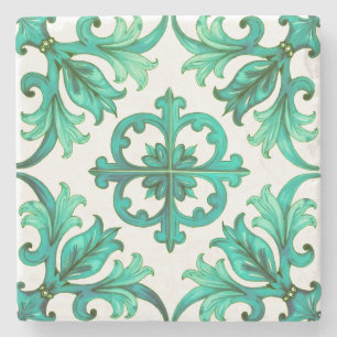 Sicilian,summer,lemon,mosaic,blue, Stone Coaster