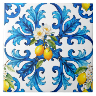 Sicilian,summer,lemon,mosaic,blue tile