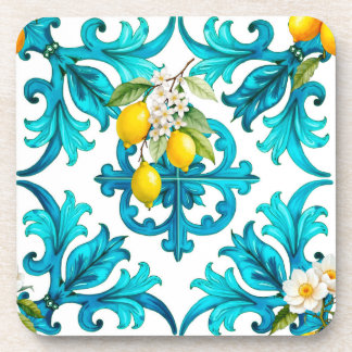 Sicilian,summer,lemon,mosaic,green, Coaster