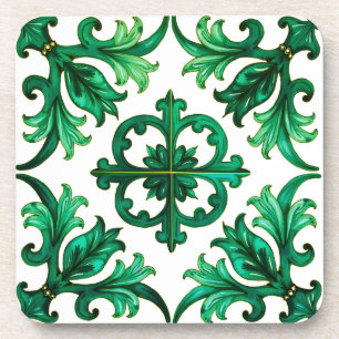 Sicilian,summer,lemon,mosaic,green, Coaster