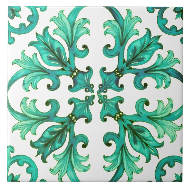 Sicilian,summer,lemon,mosaic,green, Tile (Front)