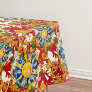 Sicilian sun,half moon,summer,majolica,lemon, tablecloth