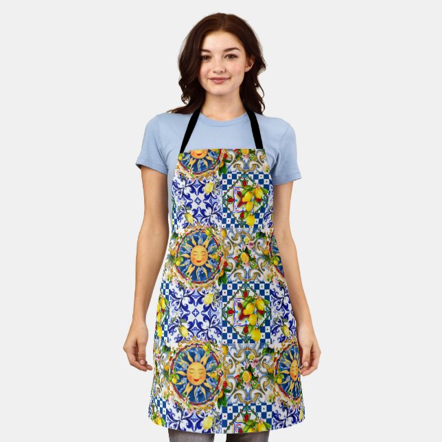 Sicilian sun,lemon,mediterranean tiles, apron (Worn)