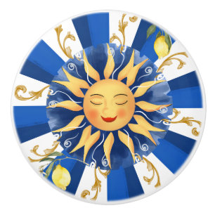Sicilian sun, majolica,lemon, ceramic knob