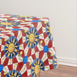 Sicilian sun, majolica, tablecloth