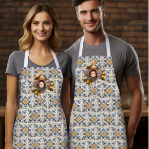 Sicilian Tile Apron – Trinacria Medusa Design