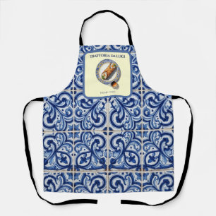 Sicilian Tile Cannoli Dessert Chef Waiter Apron