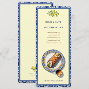 Sicilian Tile Cannoli Dessert Coffee Rack Menu