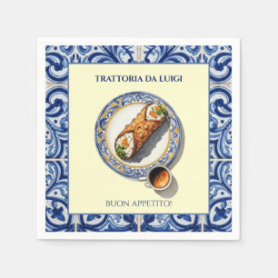 Sicilian Tile Cannoli Dessert Napkin