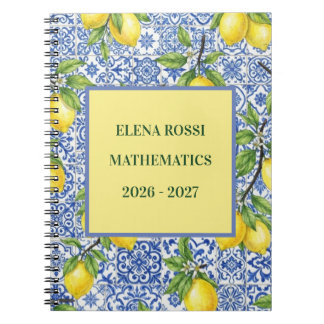 Sicilian Tile & Lemon Personalised Back to School Notebook