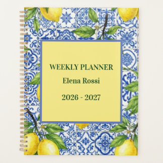 Sicilian Tile & Lemon Personalised Back to School Planner