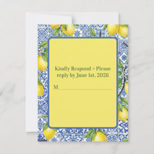 Sicilian Tile & Lemon Wedding RSVP Card