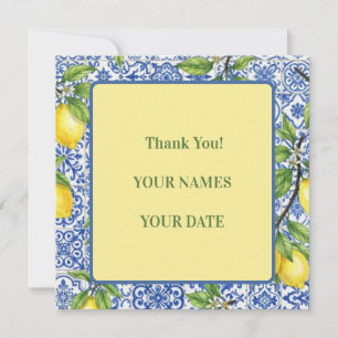 Sicilian Tile & Lemon Wedding Thank You Card