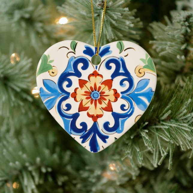 Sicilian Tile Pattern Ceramic Tree Decoration (Tree)