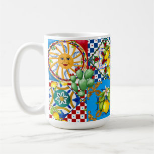 Sicilian tiles,majolica,lemons coffee mug