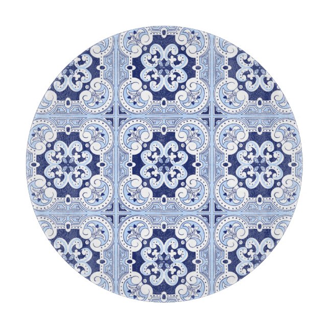 Sicilian tiles,majolica tile placemat cutting board (Front)