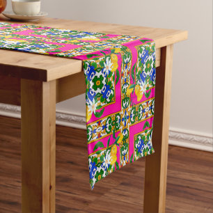 Sicilian tiles,mosaic,baroque, short table runner