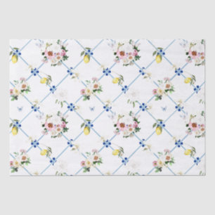 Sicilian tiles,mosaic,flowers,lemon, tissue paper