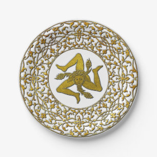 Sicilian Trinacria and Filigree Paper Plate
