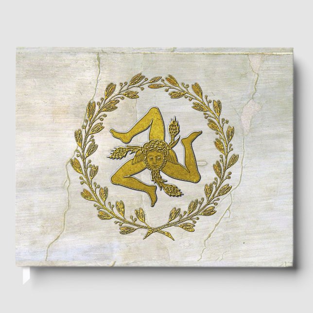 Sicilian Trinacria and Olive Wreath Guest Book (Front)
