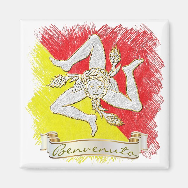 Sicilian Trinacria Benvenuto Magnet (Front)