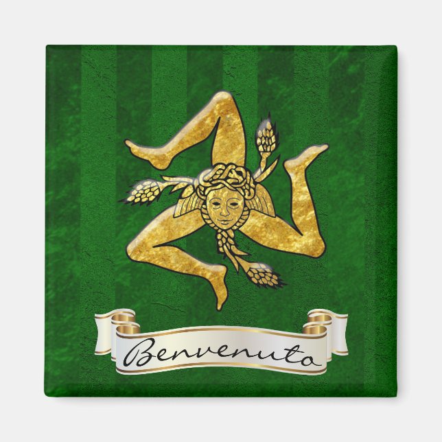 Sicilian Trinacria Benvenuto Magnet (Front)