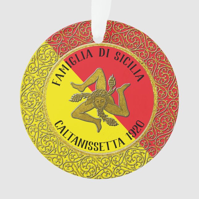 Sicilian Trinacria Family Heratige Ornament (Front)