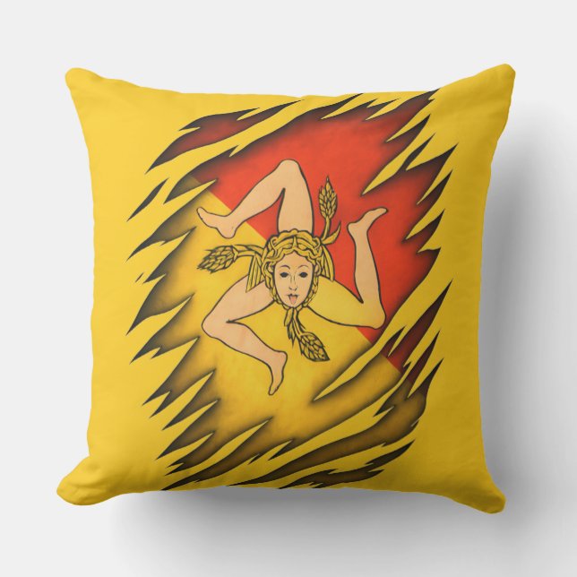 Sicilian Trinacria flag ripped design Throw Pillow (Front)