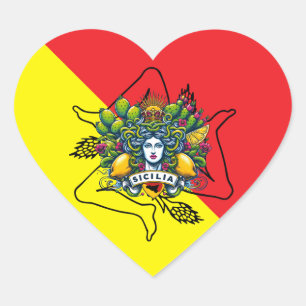 Sicilian Trinacria  Heart Sticker