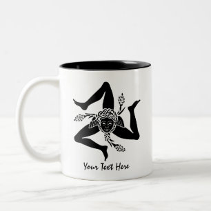 Sicilian Trinacria in Black Your Text Two-Tone Coffee Mug