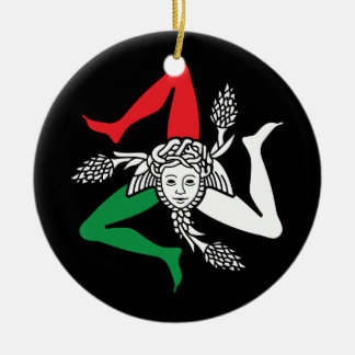 Sicilian Trinacria Medusa Emblem Italian Theme Ceramic Tree Decoration