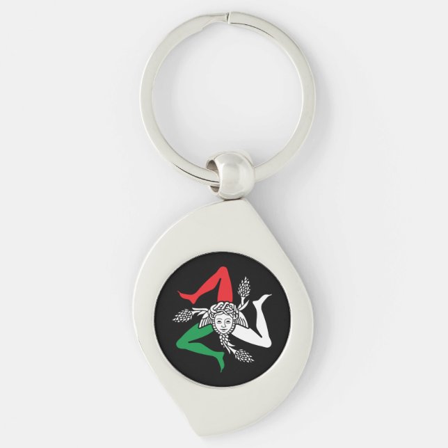 Sicilian Trinacria Medusa Emblem Italian Theme Key Ring (Front)
