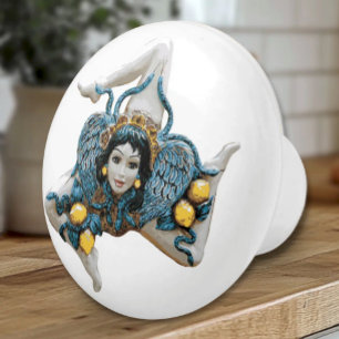 Sicilian Trinacria Medusa -Symbol of Sicily Ceramic Knob